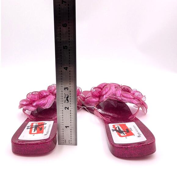 Jeffrey Campbell Fleuris Jelly Flip Flop Thong Sandal Pink Glitter Size US9 EU40 - Picture 4 of 9